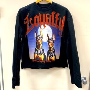 Black Loyalty Black Pike Graphic Long Sleeve Crop top sweat Shirt